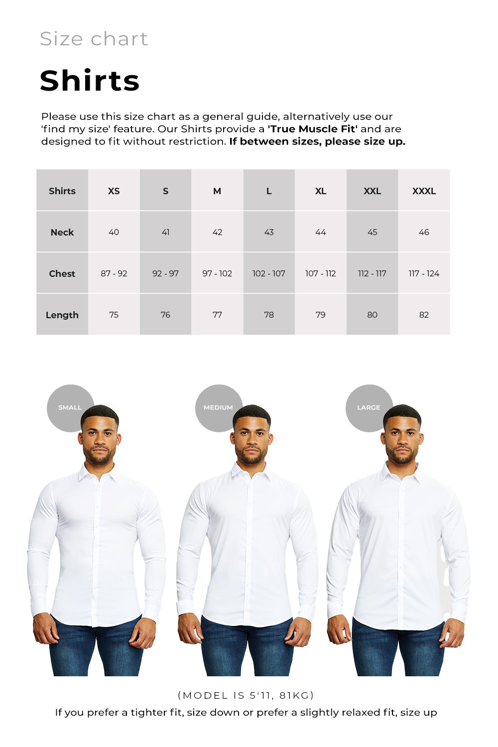 mens dress shirt sizes